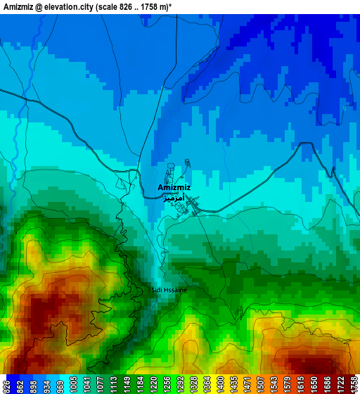 Amizmiz elevation map