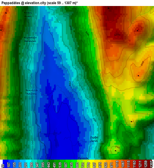 Pappadátes elevation map