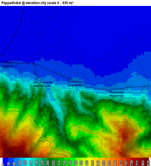 Pappadhátai elevation map