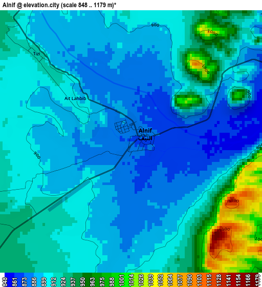 Alnif elevation map