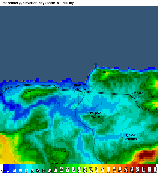 Pánormos elevation map