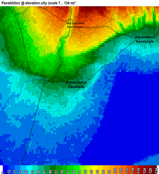 Panaitólion elevation map