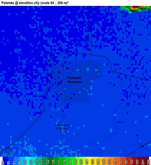 Palamás elevation map