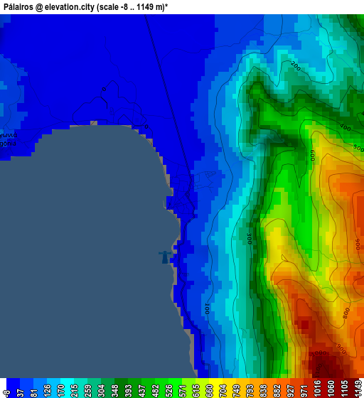 Pálairos elevation map