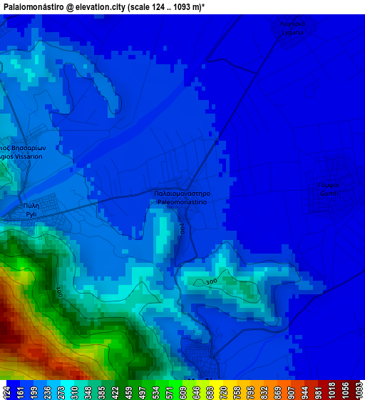 Palaiomonástiro elevation map