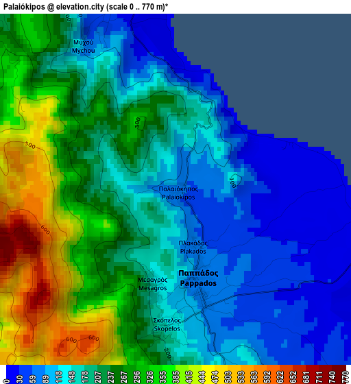 Palaiókipos elevation map