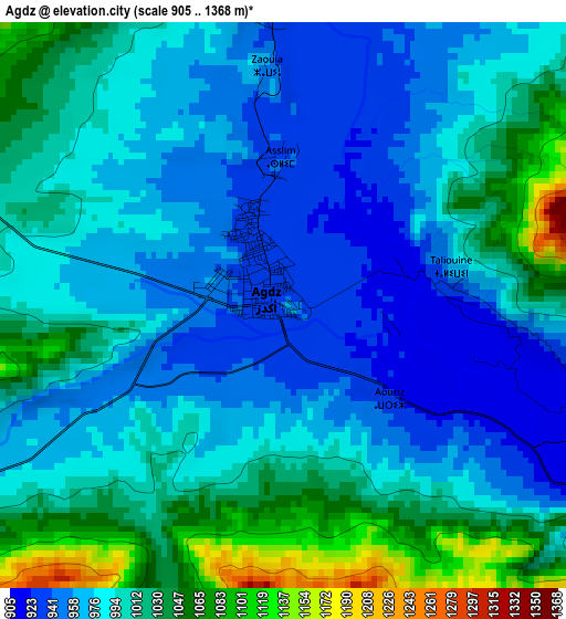 Agdz elevation map