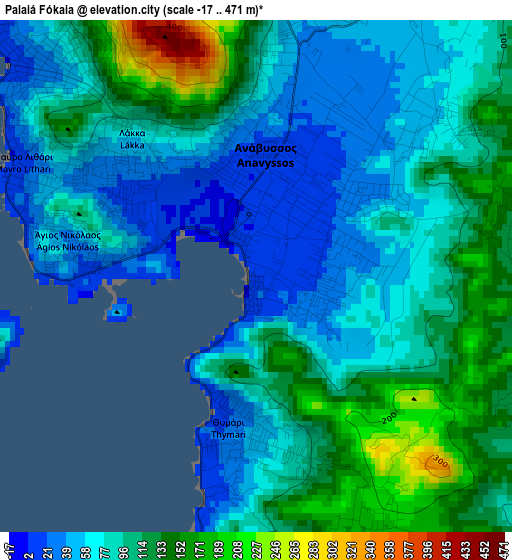 Palaiá Fókaia elevation map