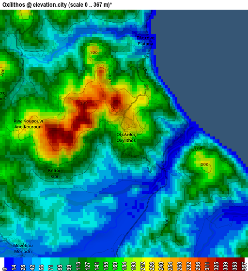 Oxílithos elevation map