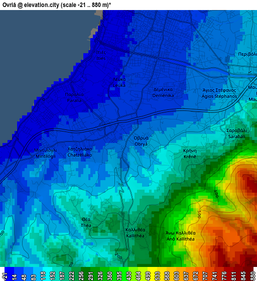 Ovriá elevation map