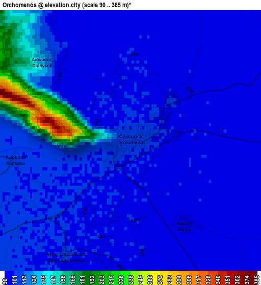 Orchomenós elevation map