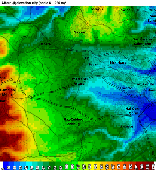 Attard elevation map