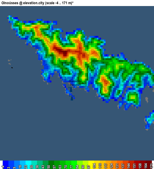 Oinoússes elevation map