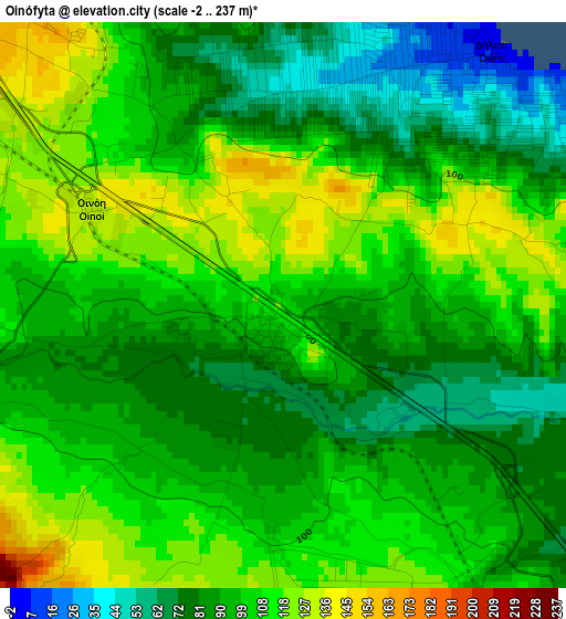 Oinófyta elevation map