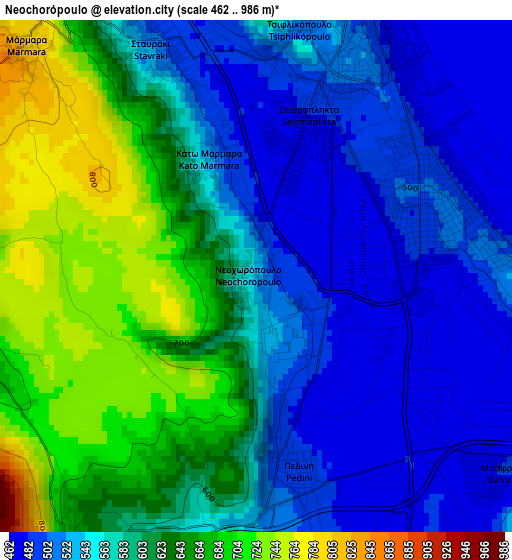 Neochorópoulo elevation map