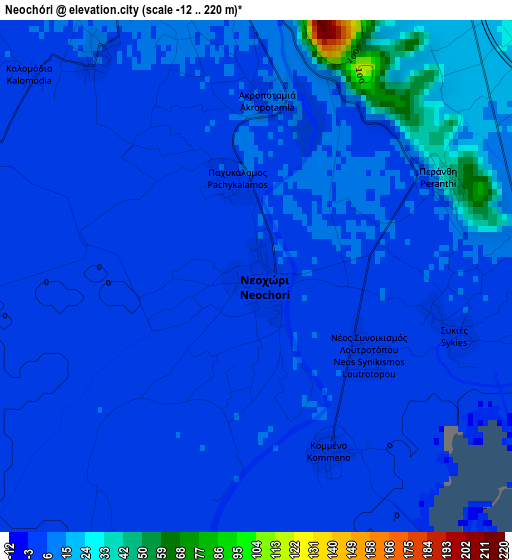 Neochóri elevation map