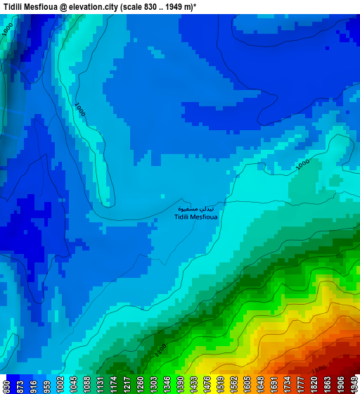 Tidili Mesfioua elevation map