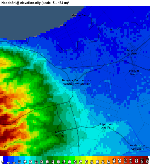 Neochóri elevation map