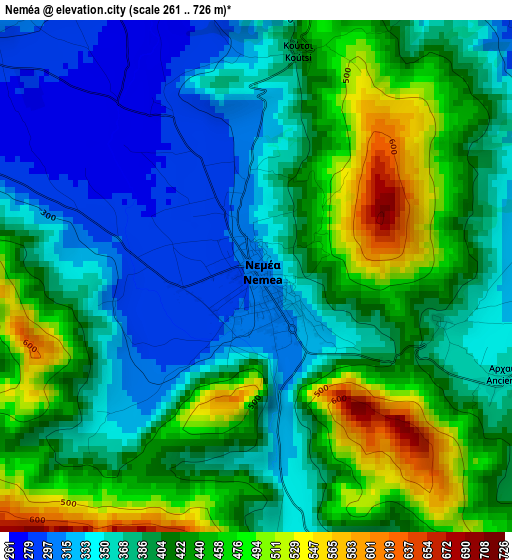 Neméa elevation map