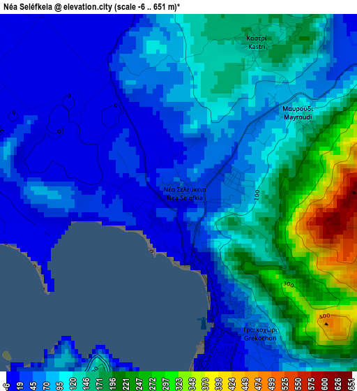 Néa Seléfkeia elevation map