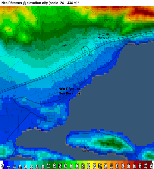 Néa Péramos elevation map