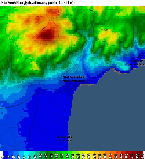 Néa Anchiálos elevation map