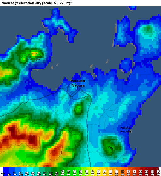 Náousa elevation map