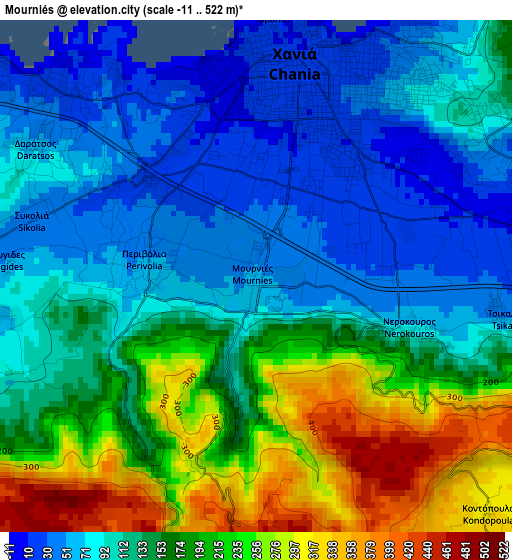 Mourniés elevation map