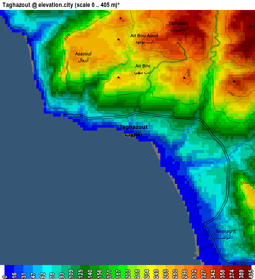 Taghazout elevation map