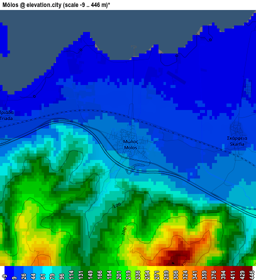 Mólos elevation map