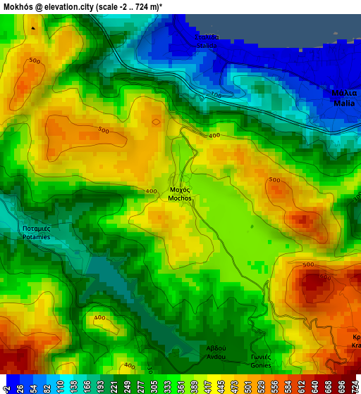 Mokhós elevation map