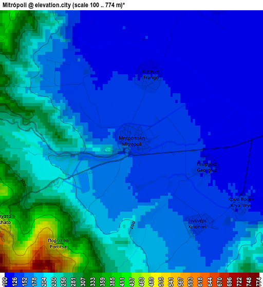 Mitrópoli elevation map