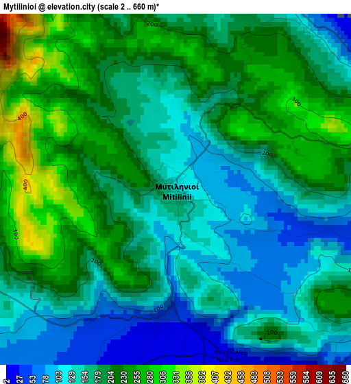 Mytilinioí elevation map