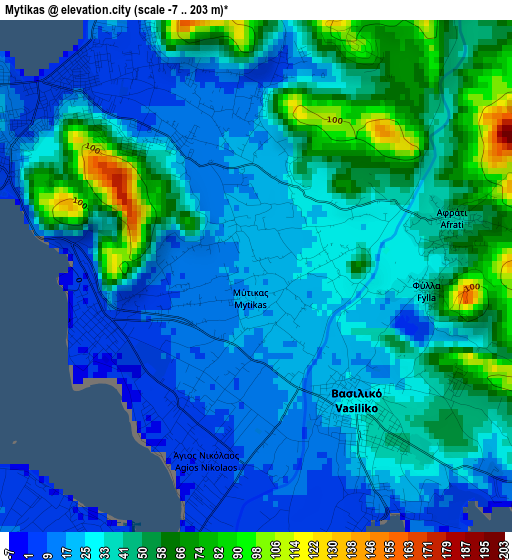 Mytikas elevation map