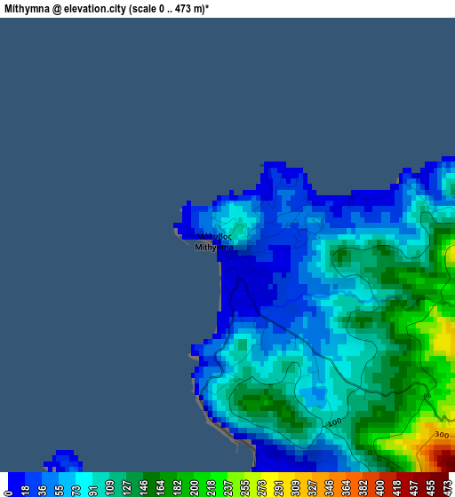 Míthymna elevation map