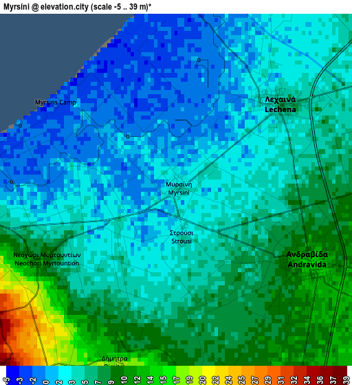 Myrsíni elevation map