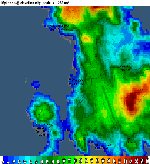 Mykonos elevation map