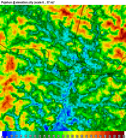 Pujehun elevation map