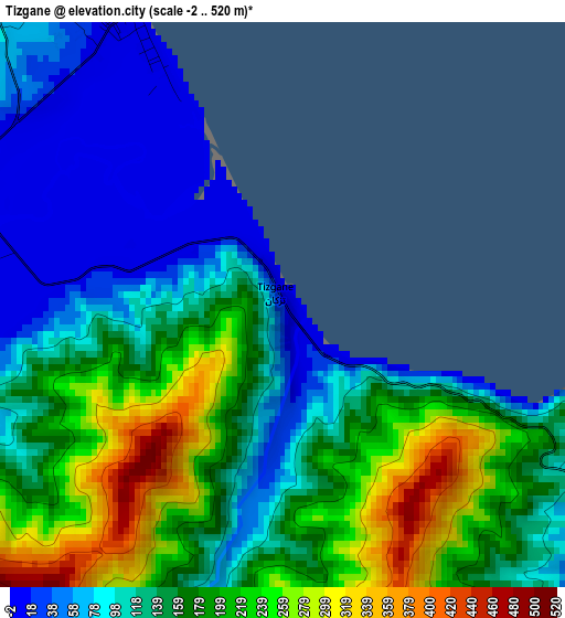 Tizgane elevation map