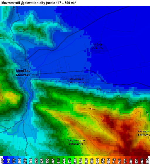 Mavrommáti elevation map