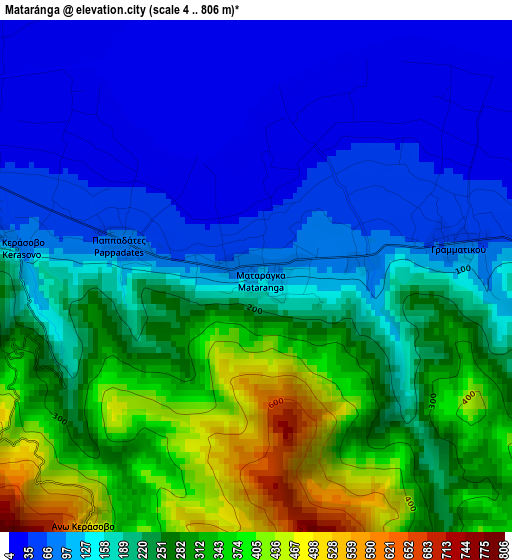 Mataránga elevation map