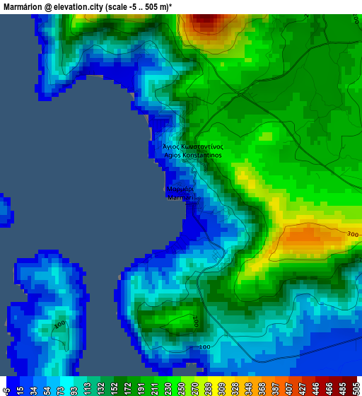 Marmárion elevation map