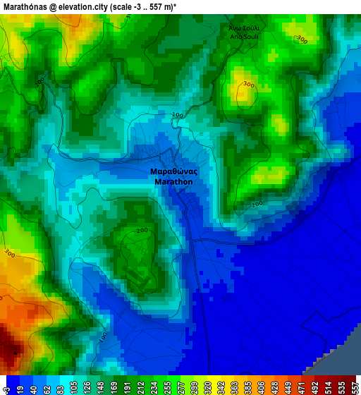 Marathónas elevation map