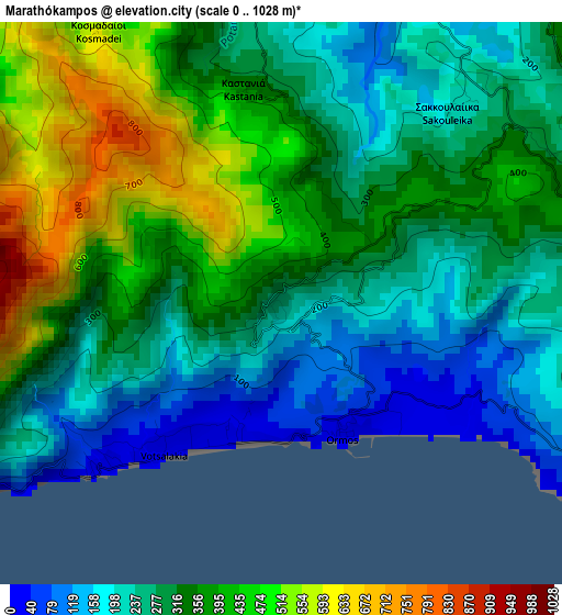 Marathókampos elevation map