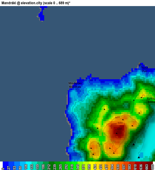 Mandráki elevation map