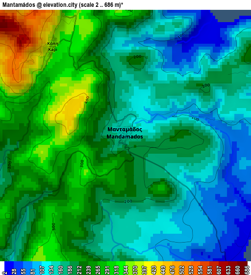 Mantamádos elevation map