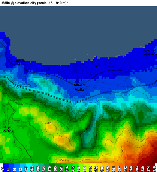 Mália elevation map