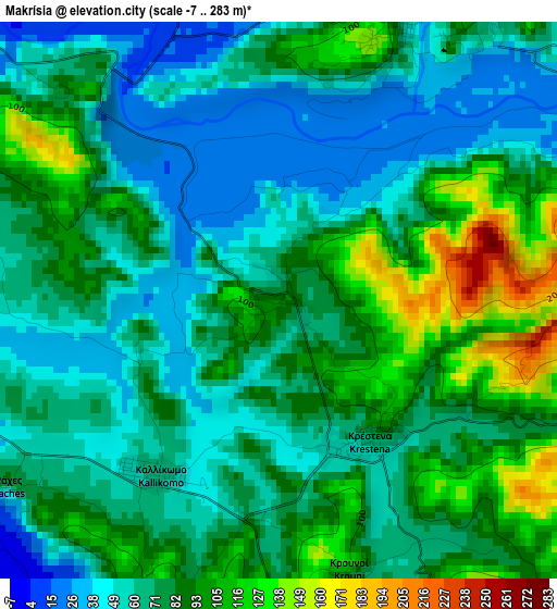 Makrísia elevation map