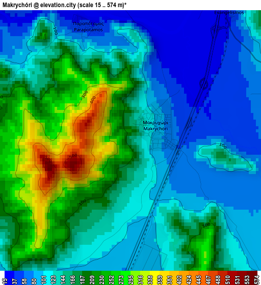 Makrychóri elevation map