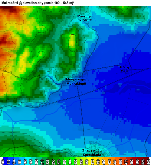 Makrakómi elevation map